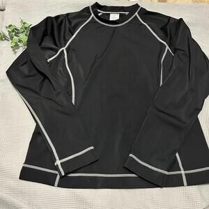Lands end Kids size 10-12‎ black 100% nylon swim shirt